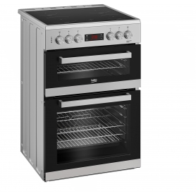 Beko EDC634S 60cm Double Oven Electric Cooker with Ceramic Hob - Silver - 0