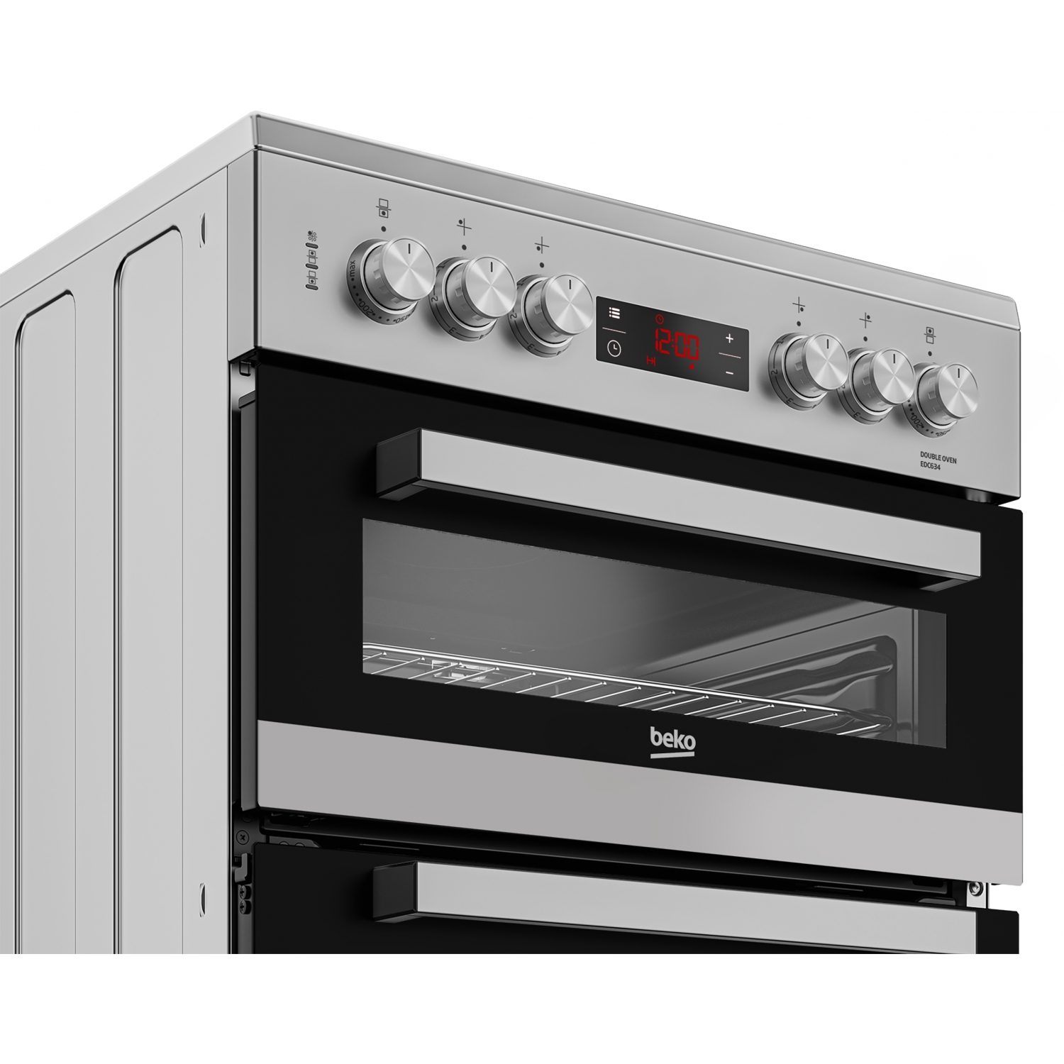 Beko EDC634S 60cm Double Oven Electric Cooker with Ceramic Hob - Silver - 1