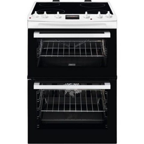 Zanussi ZCV66078WA 60cm Electric Double Oven with Ceramic Hob - White