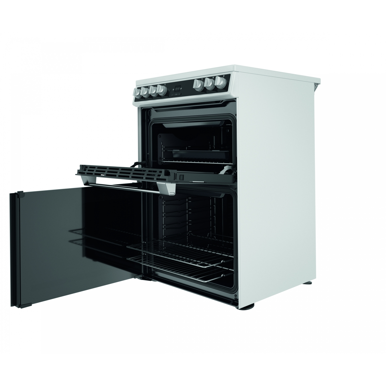 Hotpoint HDT67V9H2CW_UK 60cm Double Electric Cooker with Ceramic Hob - Black/White - 4