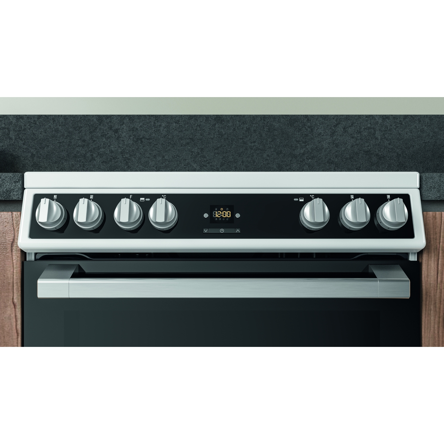 Hotpoint HDT67V9H2CW_UK 60cm Double Electric Cooker with Ceramic Hob - Black/White - 2
