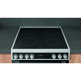Hotpoint HDT67V9H2CW_UK 60cm Double Electric Cooker with Ceramic Hob - Black/White - 1