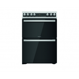 Hotpoint HDT67V9H2CW_UK 60cm Double Electric Cooker with Ceramic Hob - Black/White - 0