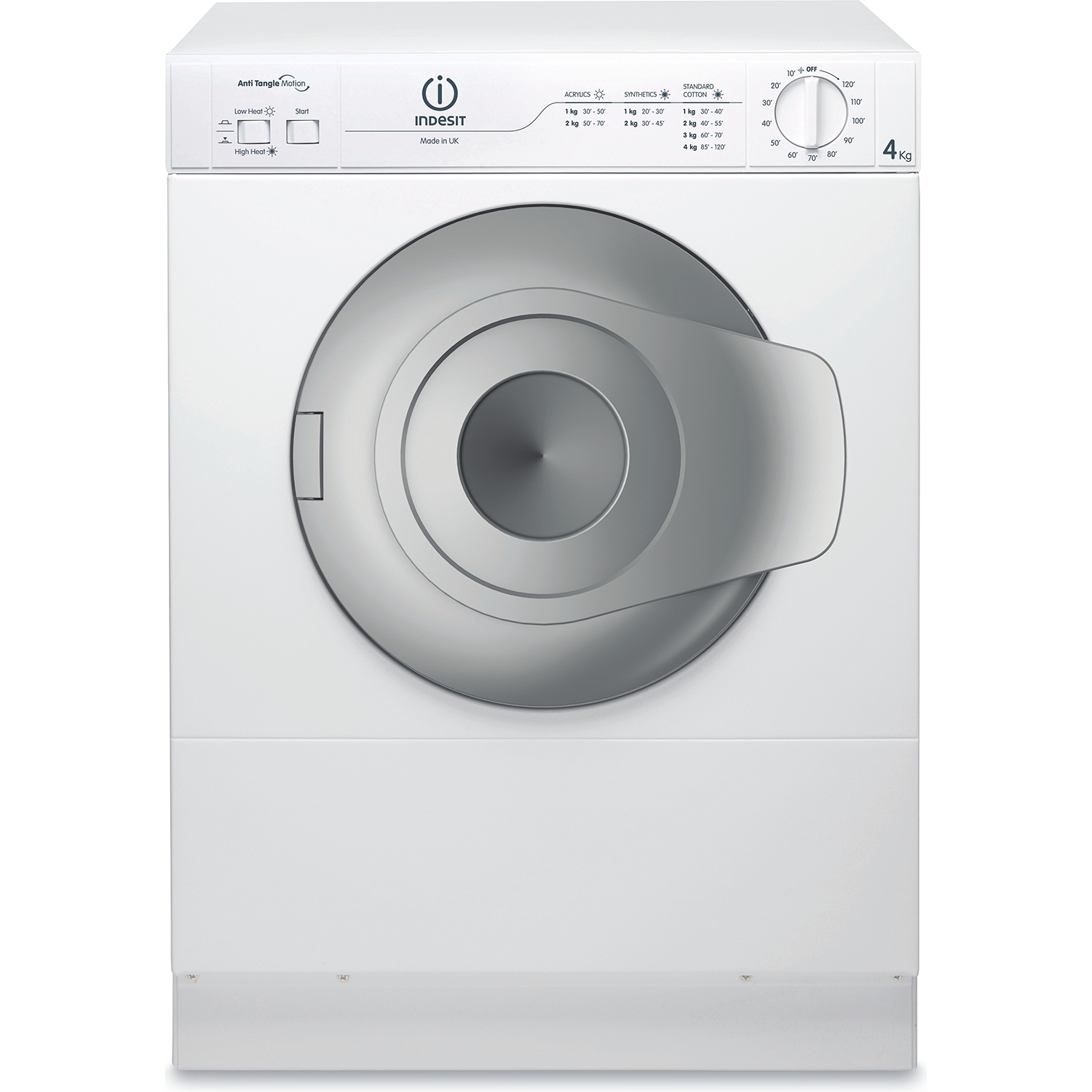 Indesit NIS41V 4kg Vented Tumble Dryer - White with Graphite Door  - 0