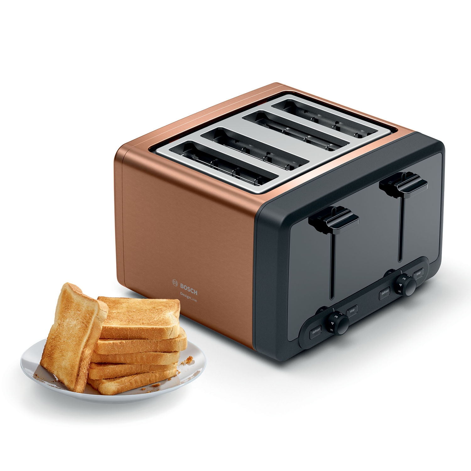 Bosch TAT4P449GB 4 Slice Toaster - Copper - 0