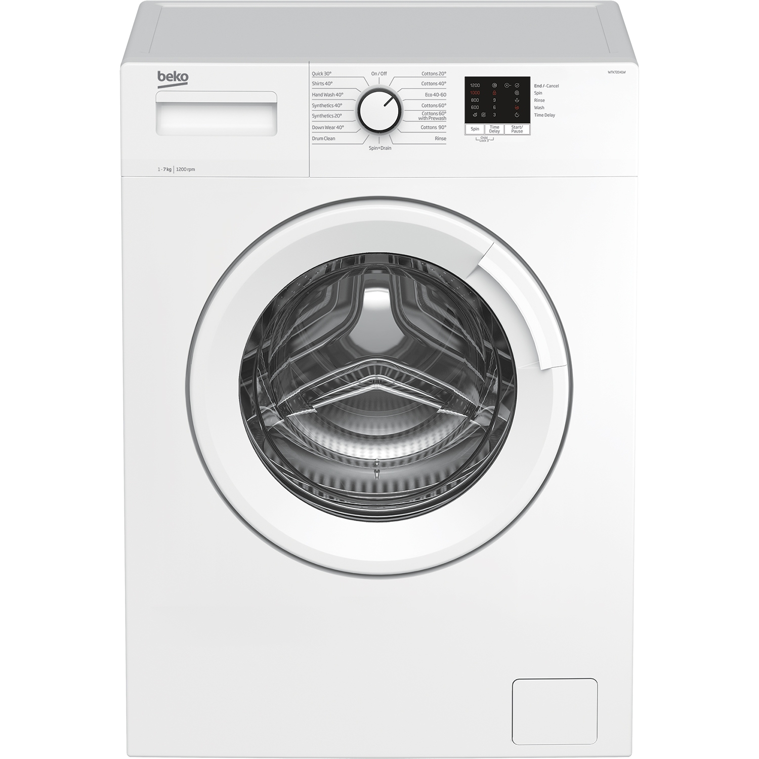 Beko WTK72041W 7kg 1200 Spin Washing Machine with Quick Programme - White - 0