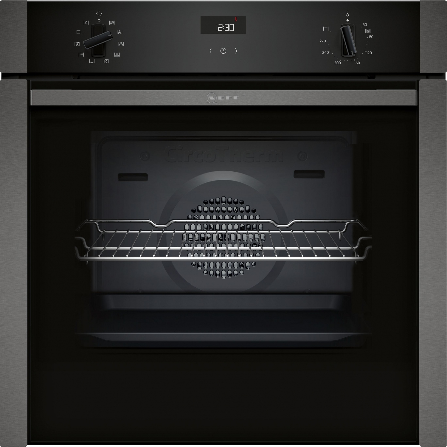 NEFF B3ACE4HG0B 59.4cm Built In Electric Single Oven - Black with Graphite Trim - 0