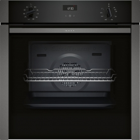 Neff B3ACE4HG0B 'Slide & Hide' Built In Electric Single Oven - Black with Graphite Trim