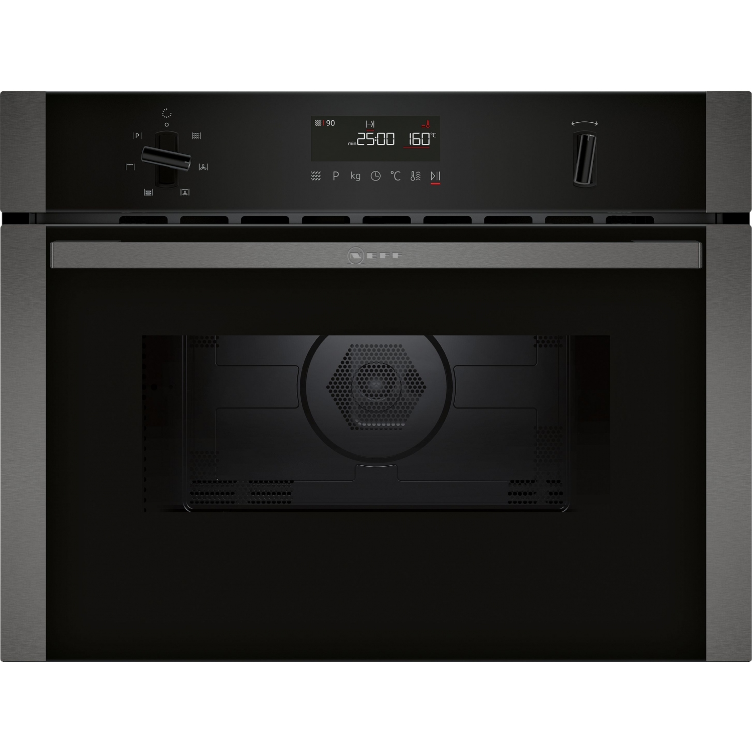 Neff C1AMG84G0B 44 Litres Built In Microwave Oven with Hot Air - Black with Graphite Trim - 0