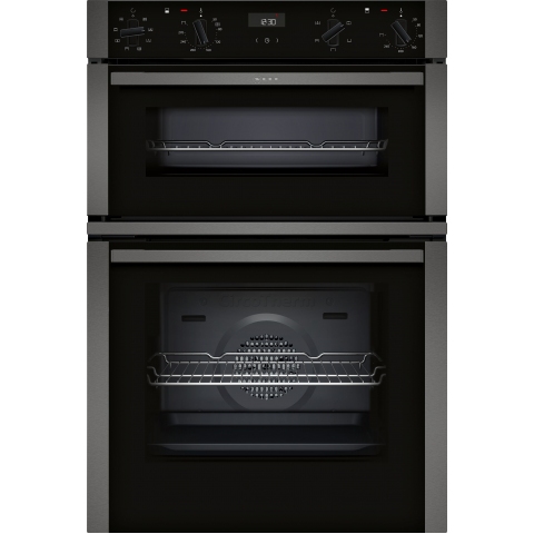 NEFF U1ACE2HG0B 59.4cm Built In Electric Double Oven - Black with Graphite Trim