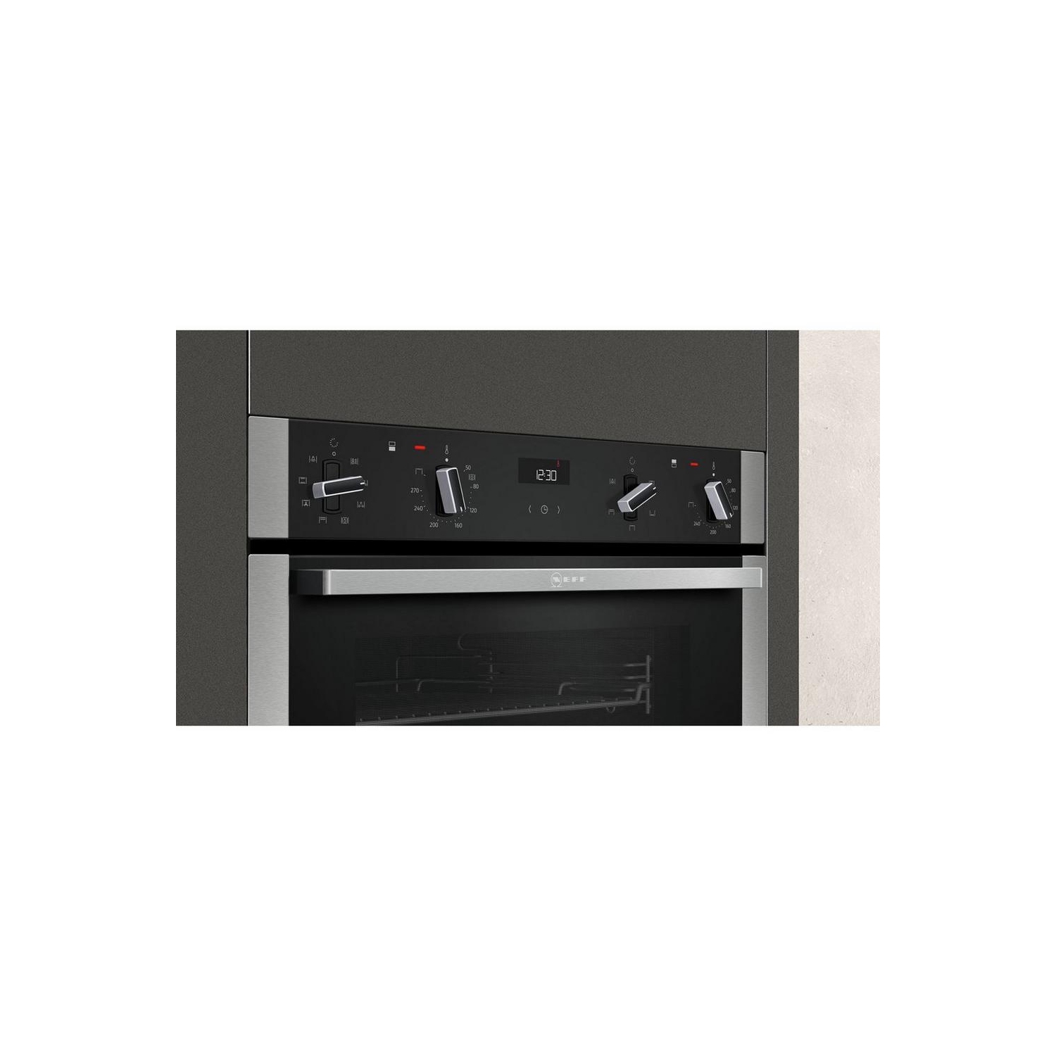 Neff U1ACE2HN0B 59.4cm Built In Electric CircoTherm Double Oven - BLACK/STEEL - 2