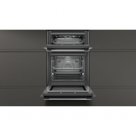 Neff U1ACE2HN0B 59.4cm Built In Electric CircoTherm Double Oven - BLACK/STEEL - 1