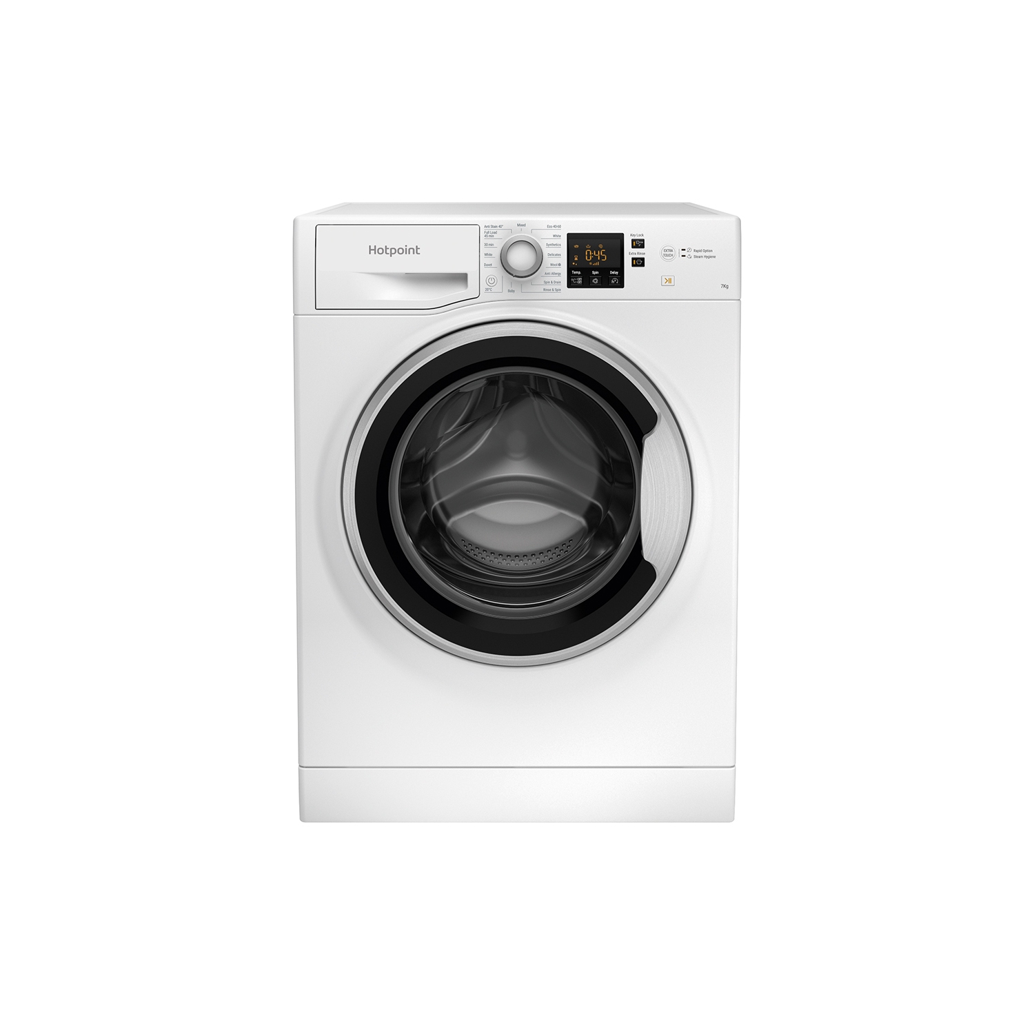Hotpoint NSWE742UWSUKN 7kg 1400 Spin Washing Machine with Steam Hygiene - White - 0