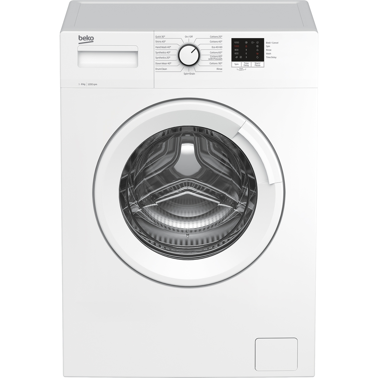 Beko WTK82041W 8kg 1200 Spin Washing Machine with Quick Programme - White - 0