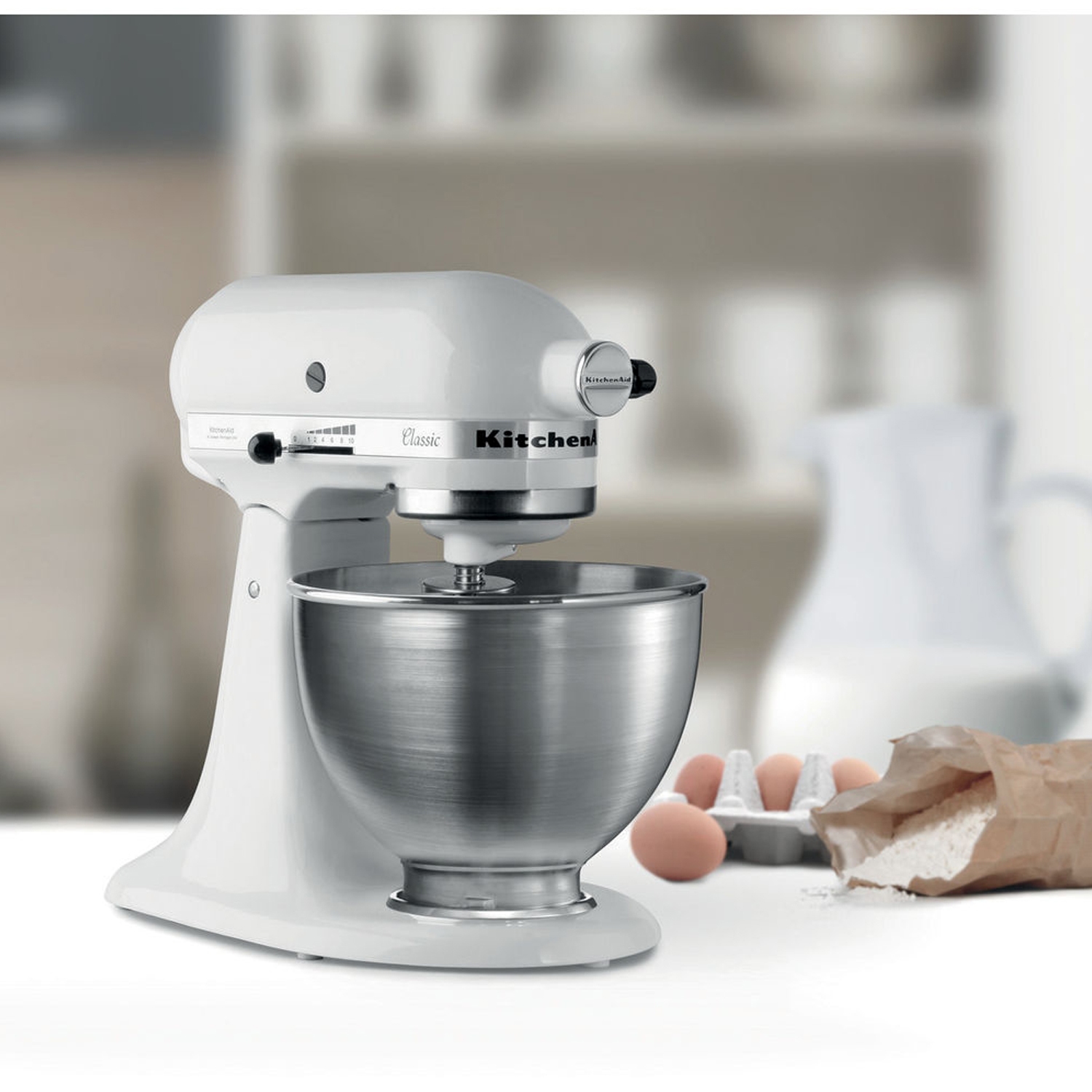 Kitchenaid 5K45SSBWHKIT Stand Mixer with 4.3 Litre Bowl - White full image