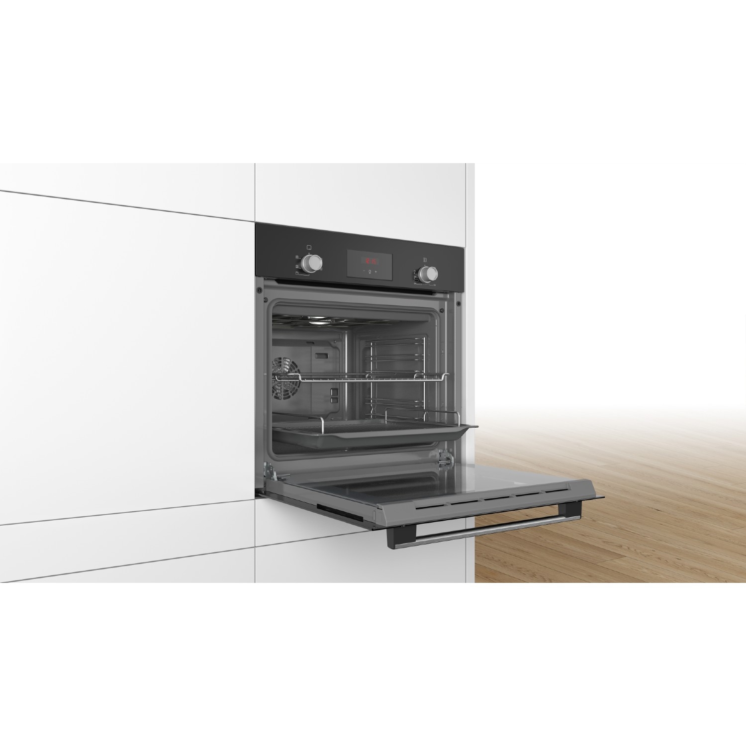 Bosch HHF113BA0B 59.4cm Built In Electric Single Oven With 3D Hot Air - Black - 3