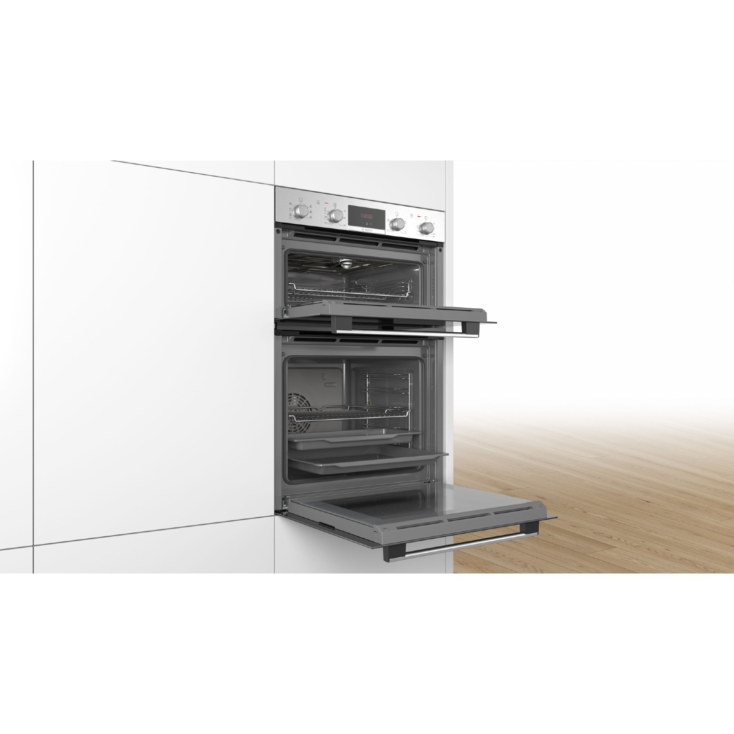 Bosch MBS533BS0B 59.4cm Built In Electric Double Oven with 3D Hot Air - Stainless Steel - 1