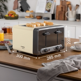 Bosch TAT4P447GB 4 Slot Toaster - Cream Energy Efficient Toaster  - 4