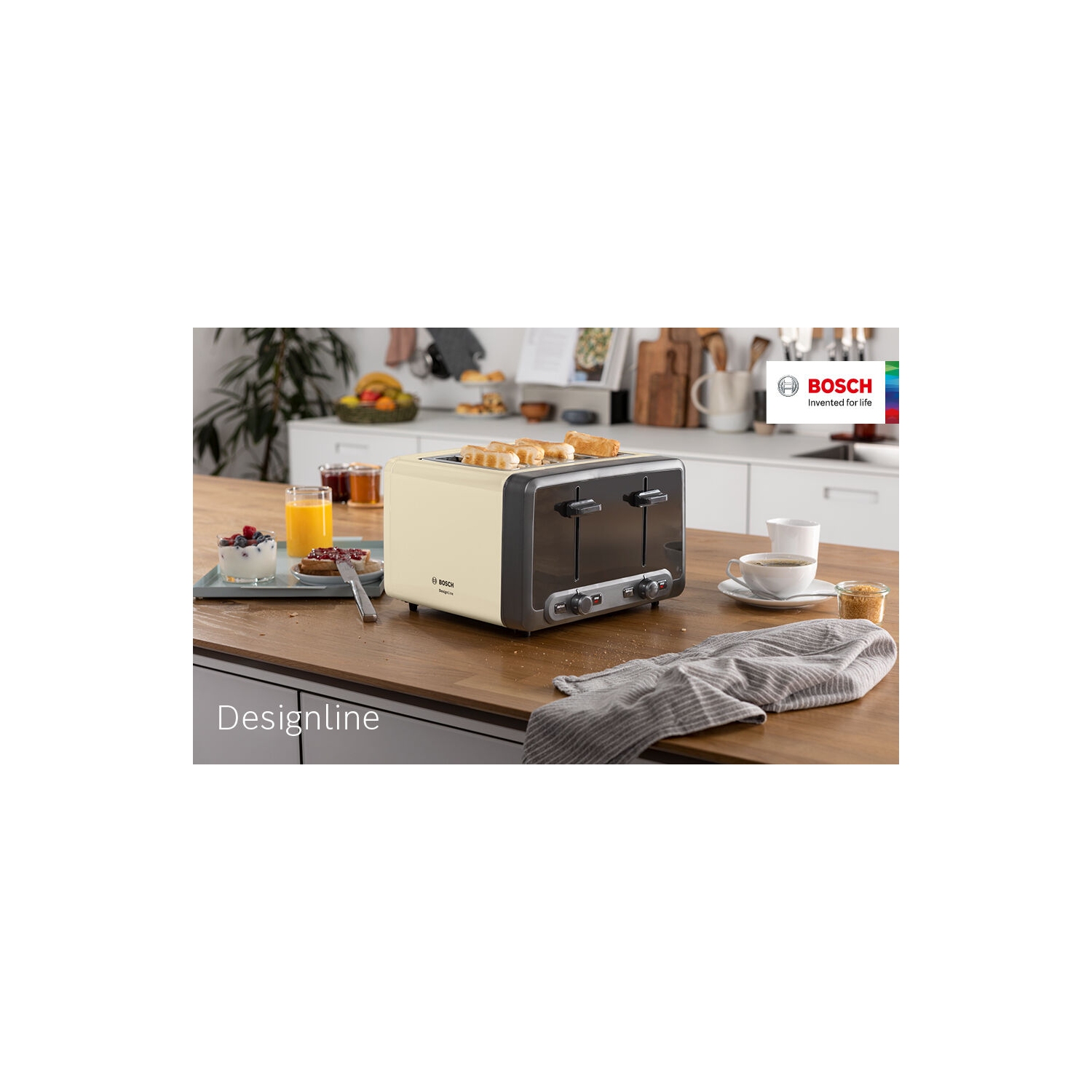 Bosch TAT4P447GB 4 Slot Toaster - Cream Energy Efficient Toaster  - 0
