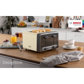 Bosch TAT4P447GB 4 Slot Toaster - Cream Energy Efficient Toaster 