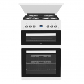 Beko EDG6L33W 60cm Gas Double Oven with Glass Lid - White - 0