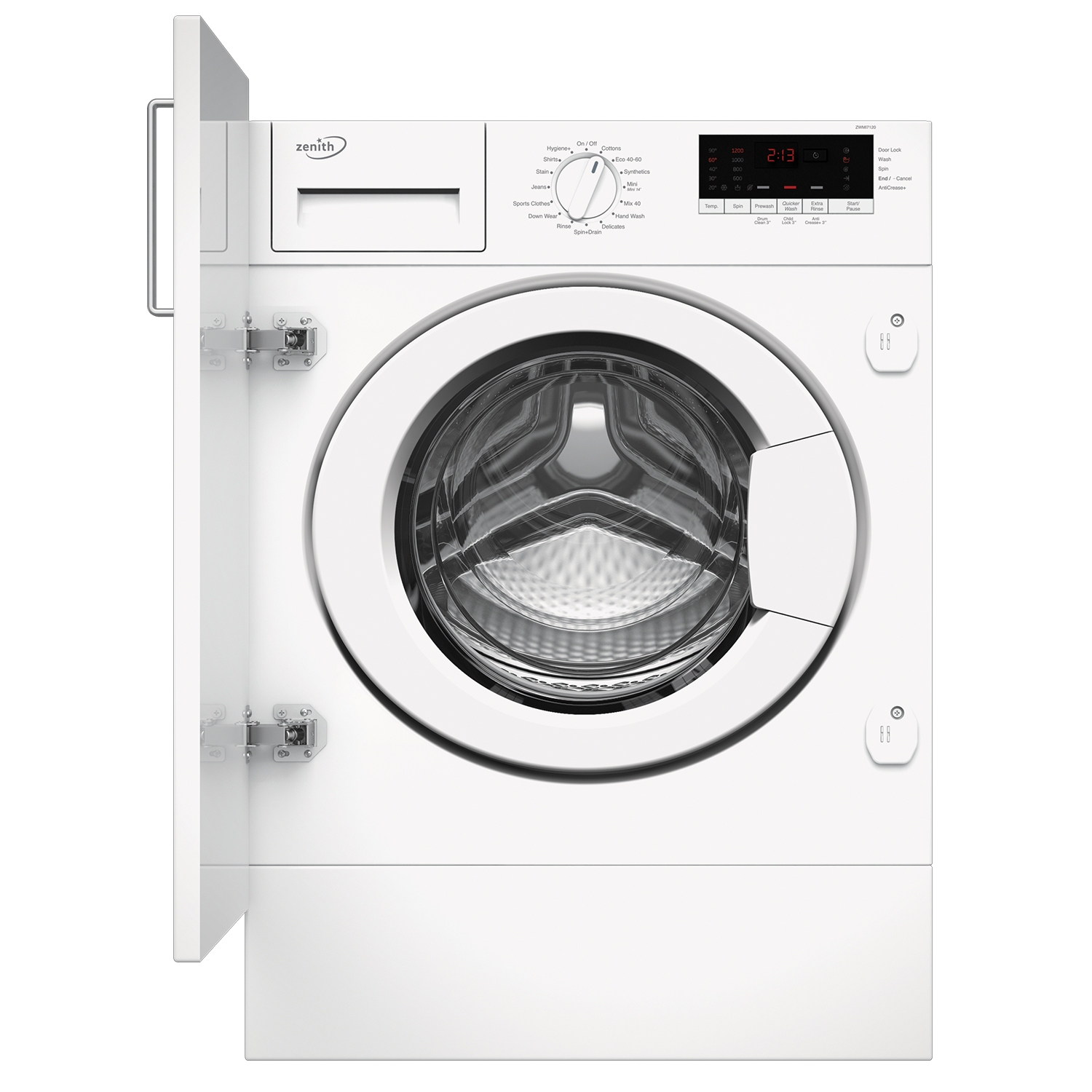 Zenith ZWMI7120 Integrated 7kg 1200 Spin Washing Machine with Drum Clean - White - 0