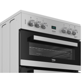 Beko EDC633S 60cm Electric Double Oven with Ceramic Hob - Silver