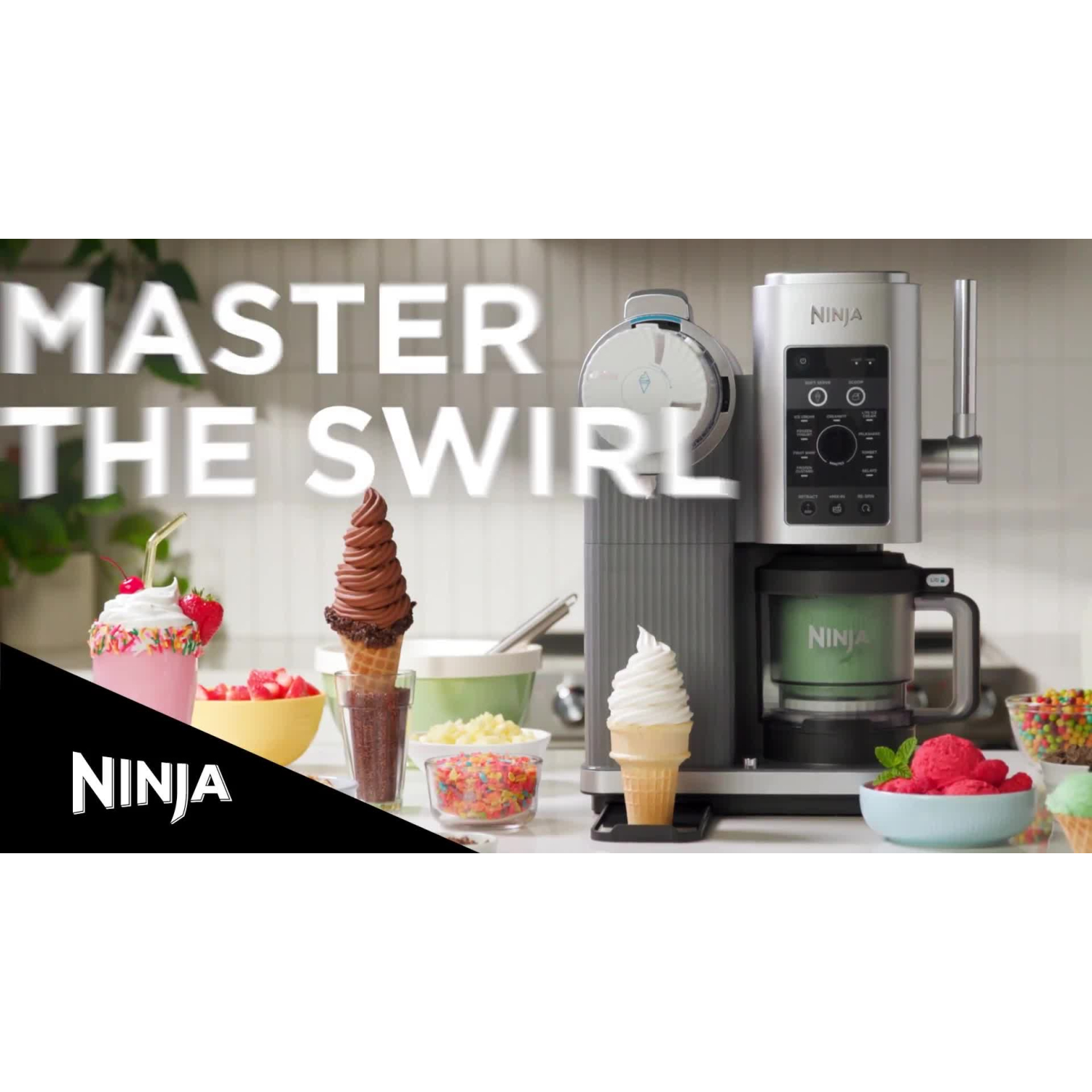 Ninja NC701UK Swirl by CREAMi 13-in-1 Soft Serve & Ice Cream Maker - Platinum Silver full image