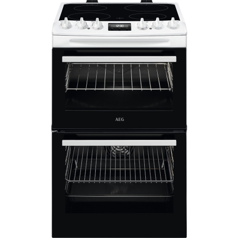 AEG CCX1530ACW 55cm Double Oven Electric Cooker with Ceramic Hob - White