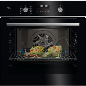 AEG GA5CB50FAB 59.5cm Built In Electric Single Oven - Gloss Black with Steel Trim