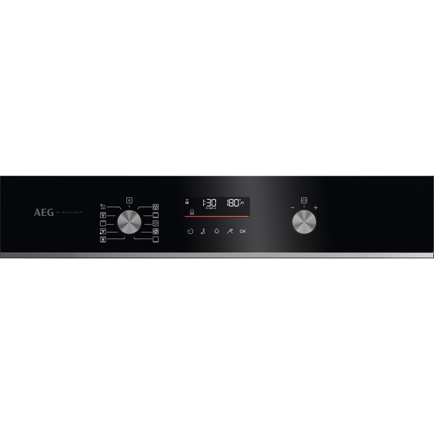 AEG GA5PB50FAB 59.5cm Built In Electric Single Oven - Gloss Black with Steel Trim full image