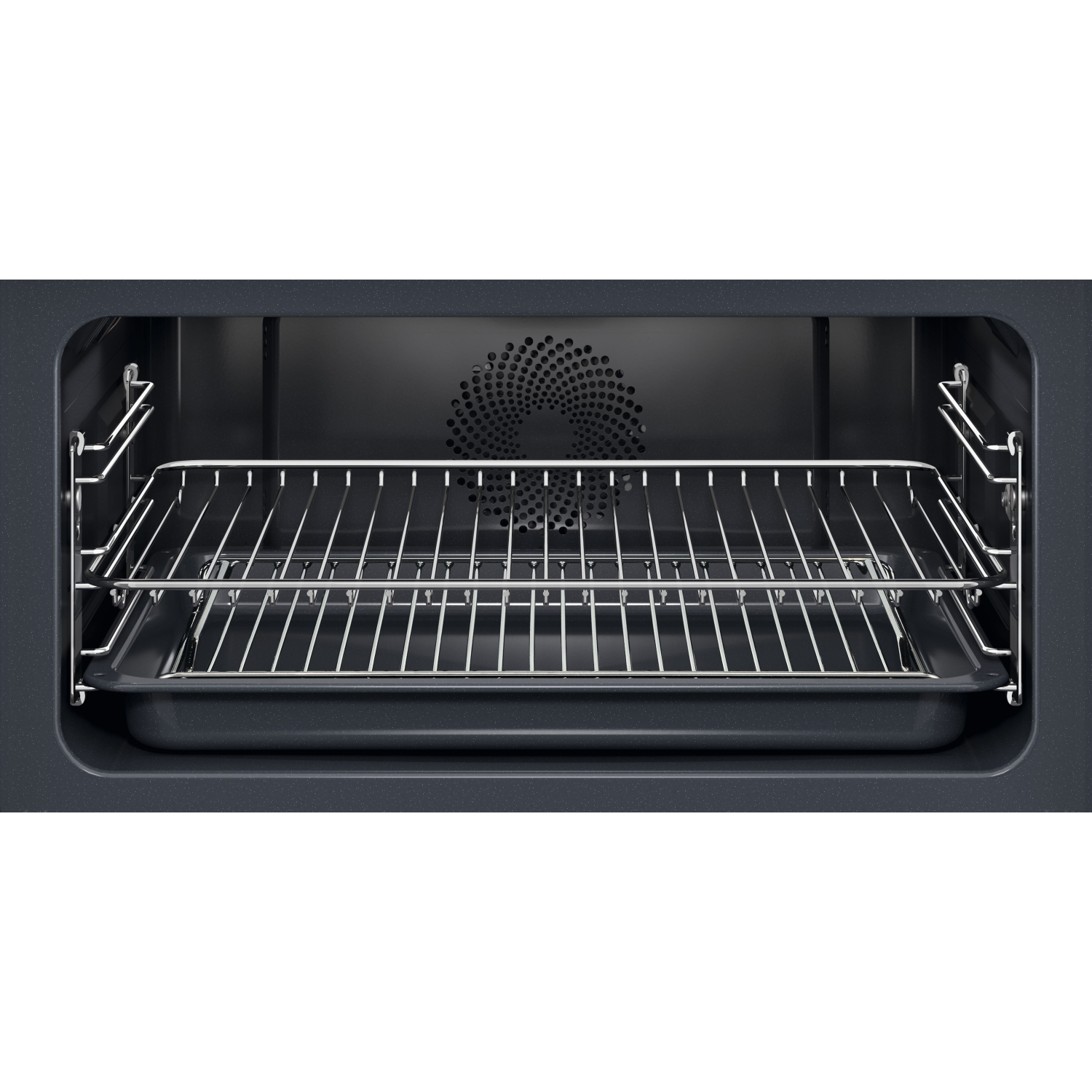 AEG GK6NK40FB 59.5cm Compact Combi Microwave Oven - Gloss Black with Steel Trim full image