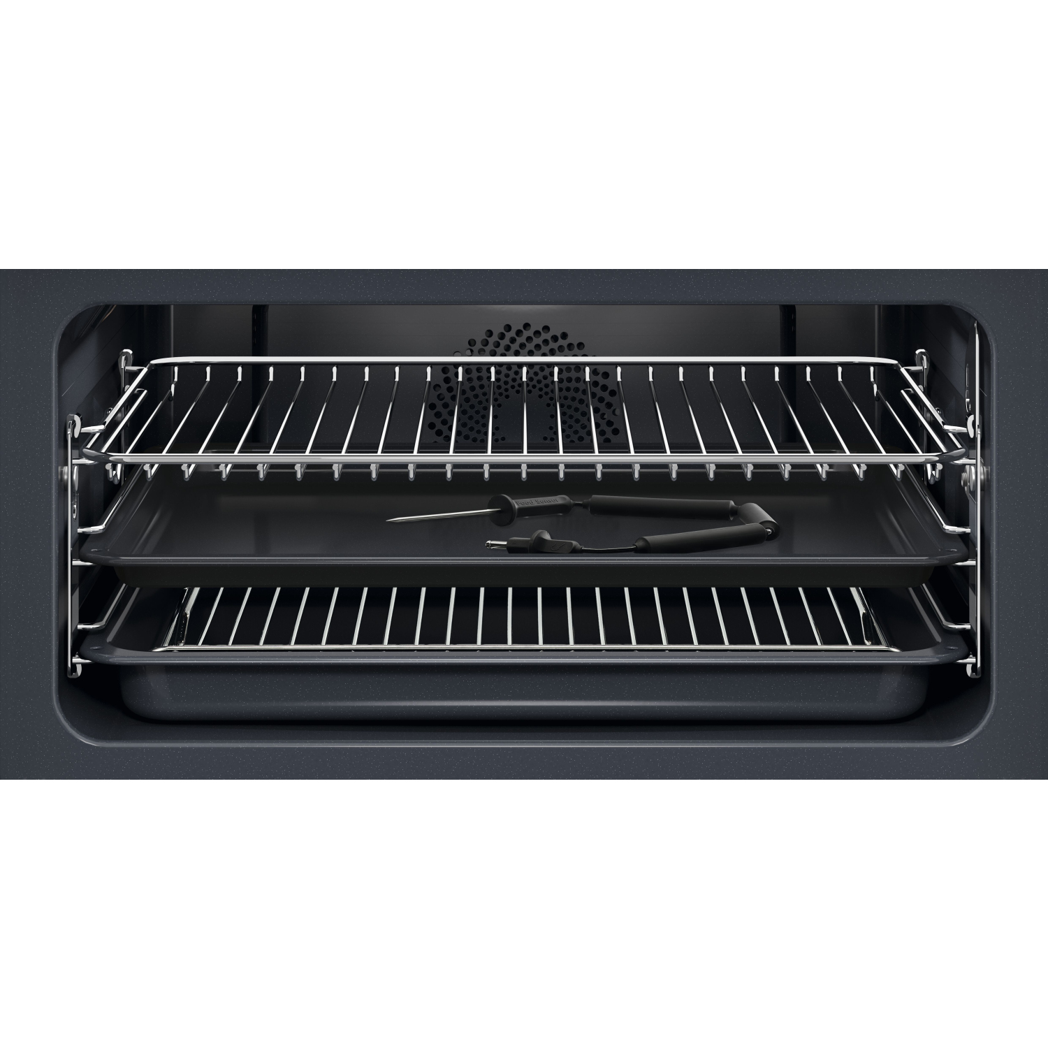 AEG GK7NK62FB 59.5cm Compact Combi Microwave Oven - Gloss Black with Steel Trim full image