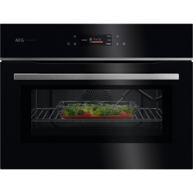 AEG GK7NK62FB 59.5cm Compact Combi Microwave Oven - Gloss Black with Steel Trim