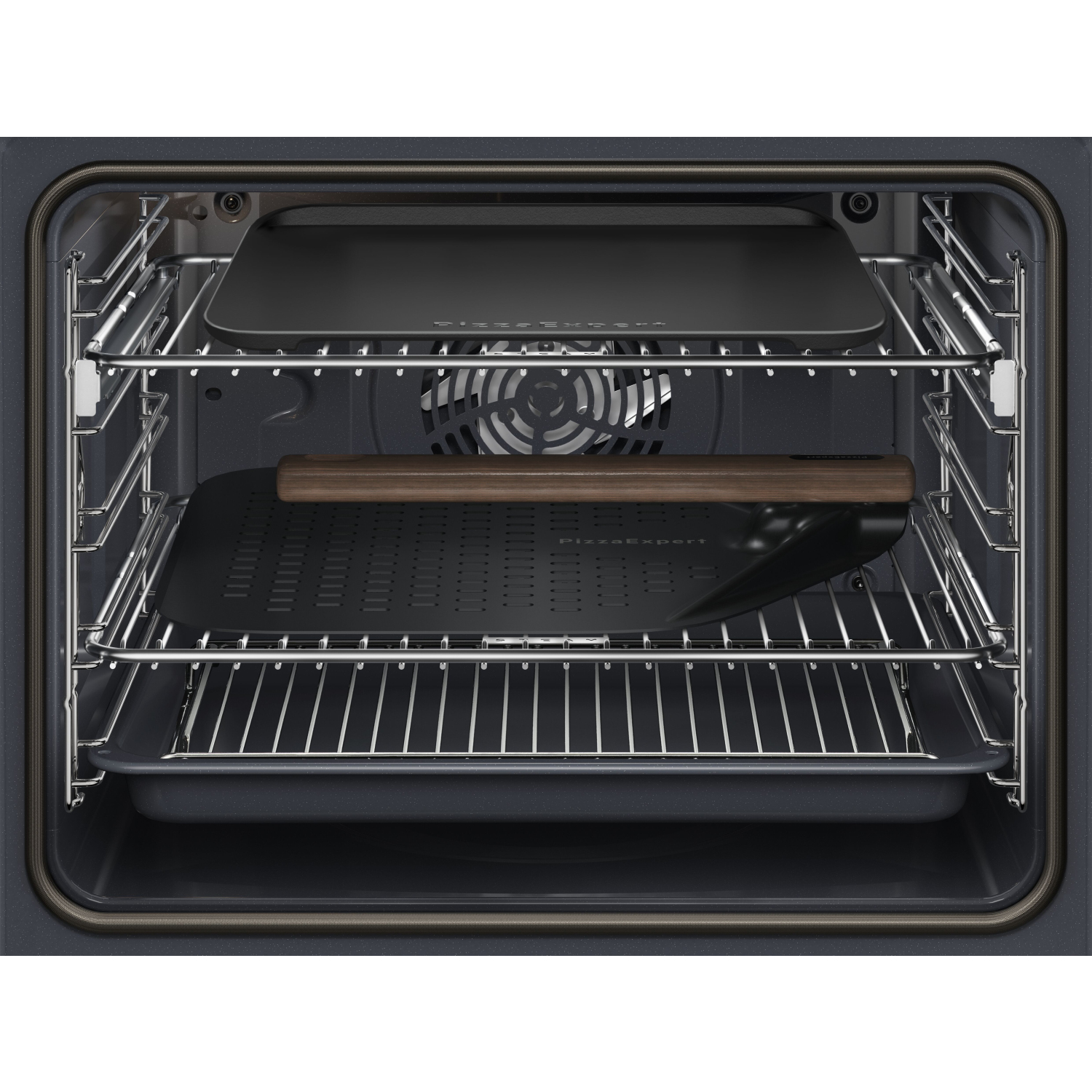 AEG GX7PB63FSB 59.6cm Built In Electric Single Oven with PizzaExpert - Gloss Black with Steel Trim full image