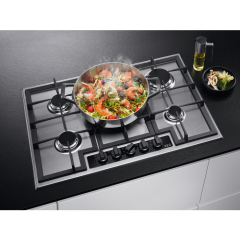 AEG HGB75420YM 75cm Gas Hob - Stainless Steel
