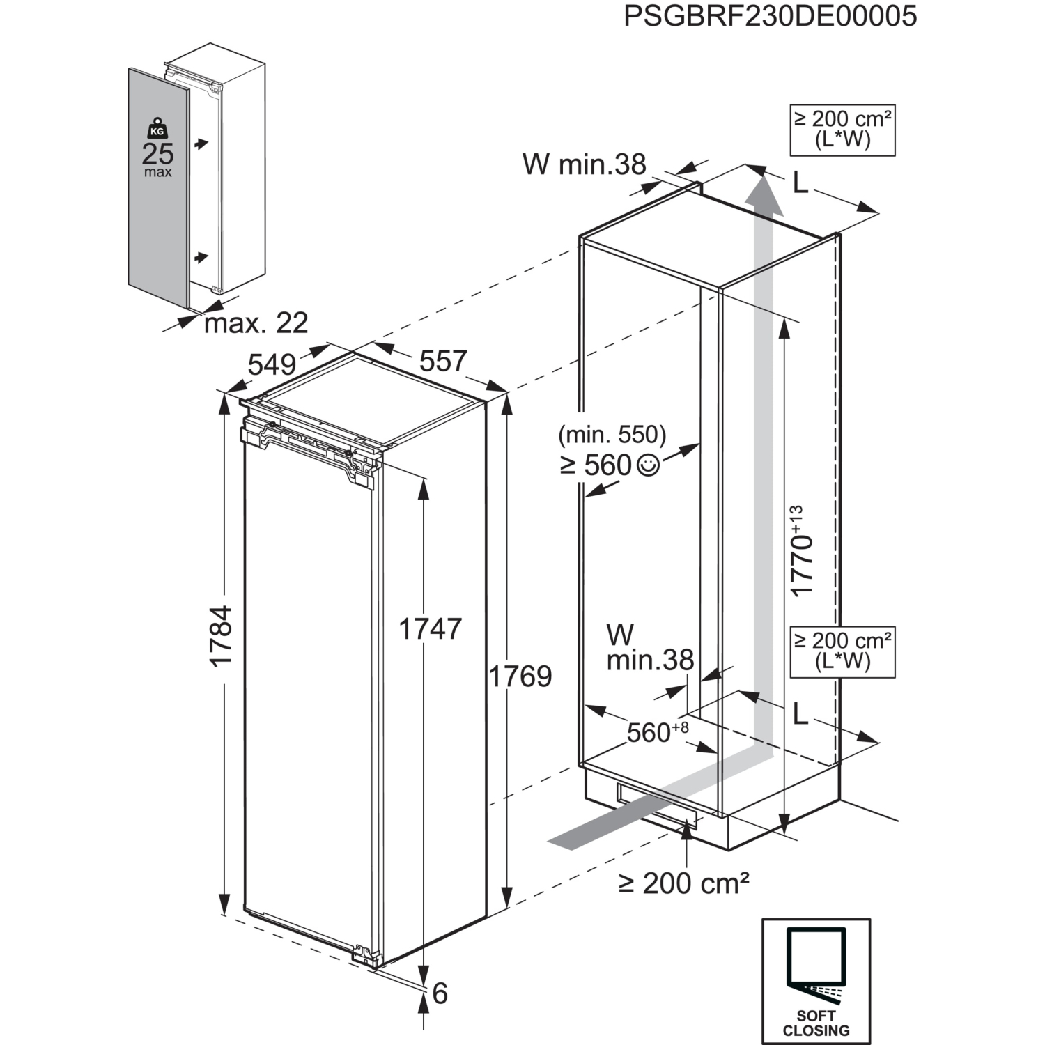 AEG NAB7N181EC Fully Integrated Upright No Frost Freezer - Fixed Hinge full image