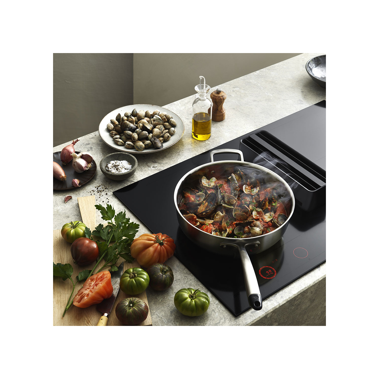 Asko HIHD854MM 90cm 4 Zone Hood-in hob, Celsius Induction - Black full image