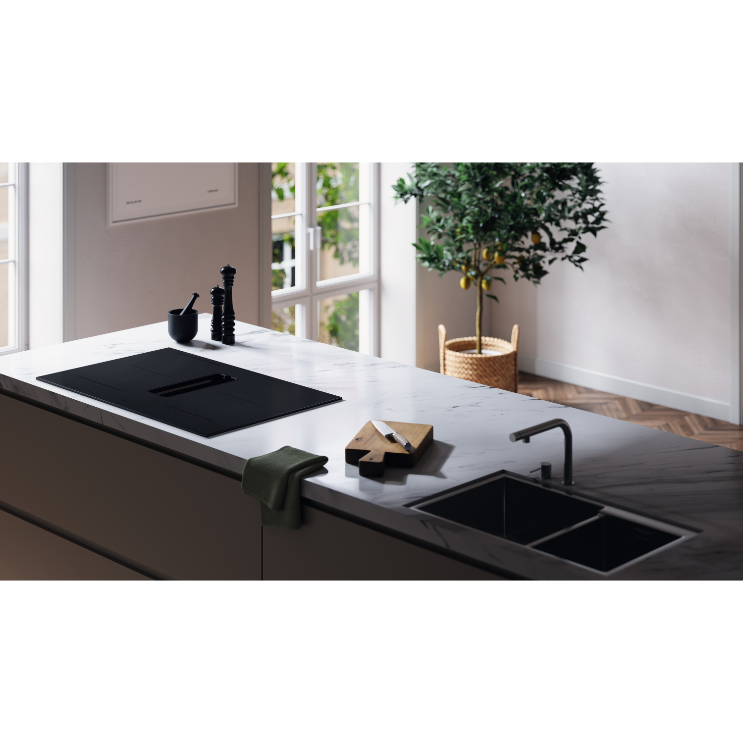 Asko HIHD854MM 90cm 4 Zone Hood-in hob, Celsius Induction - Black full image