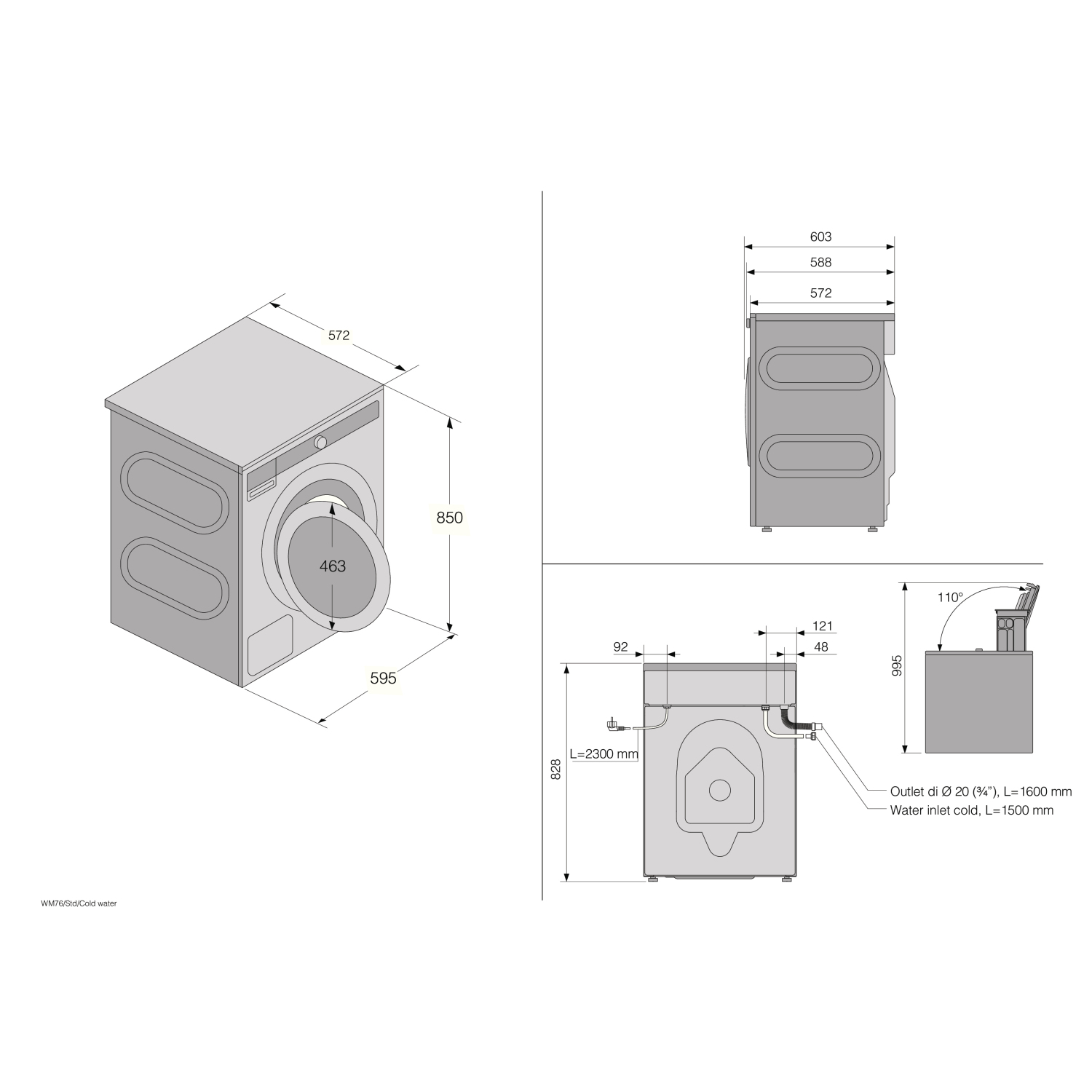 ASKO W5096RG.UK 9kg 1600 Spin Washing Machine - Graphite Black full image