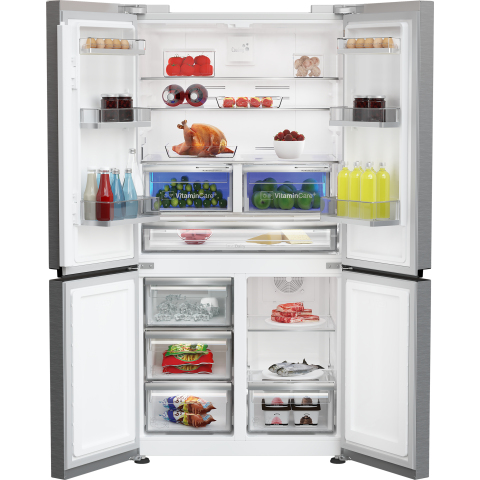 Blomberg KQD114VPX 90.8cm 60/40 Dual Cooling Frost Free American Fridge Freezer - Brushed Steel