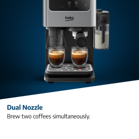 Beko CED7524X Espresso Machine with Integrated Grinder and Milk Cup - Silver - 2