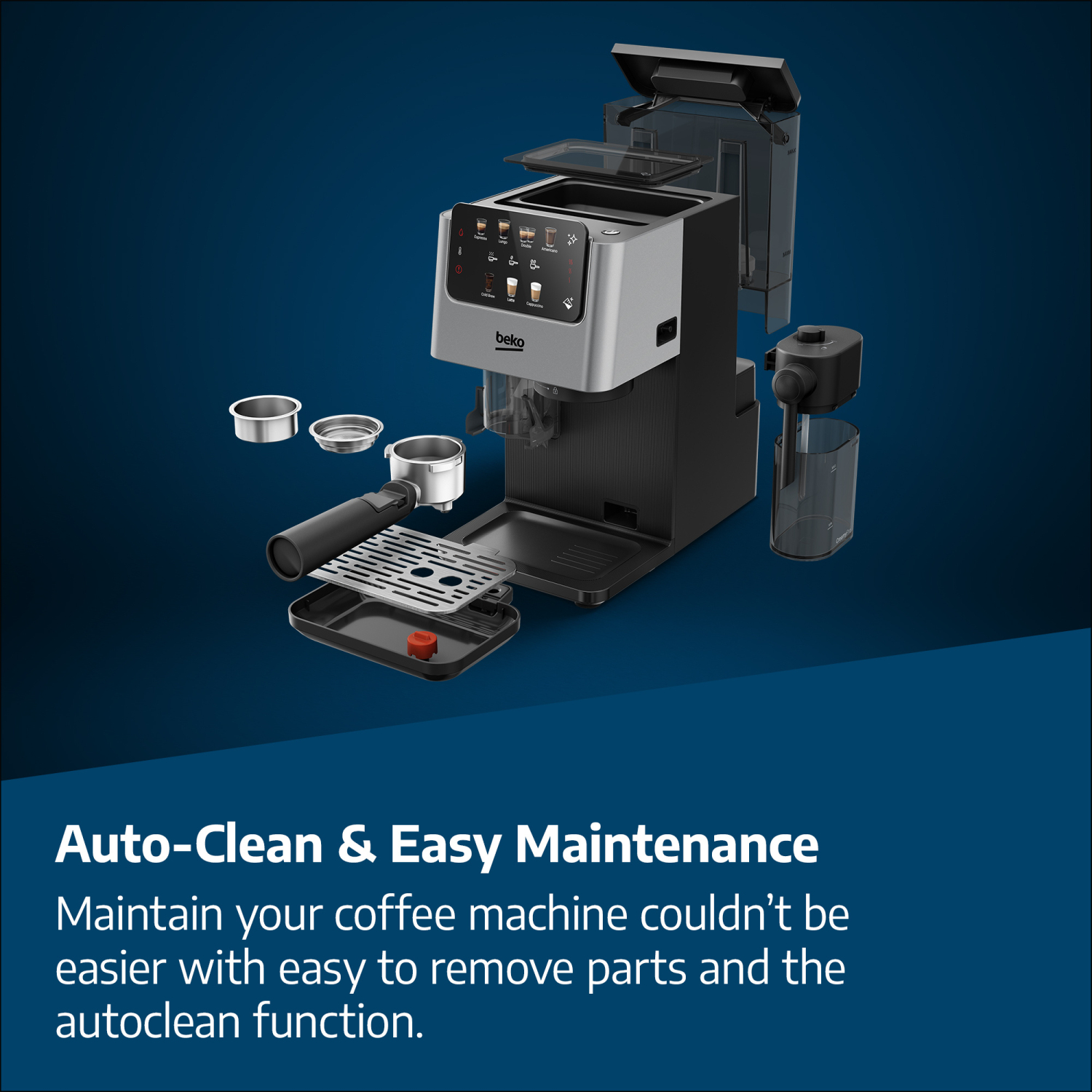 Beko CED7524X Espresso Machine with Integrated Grinder and Milk Cup - Silver full image