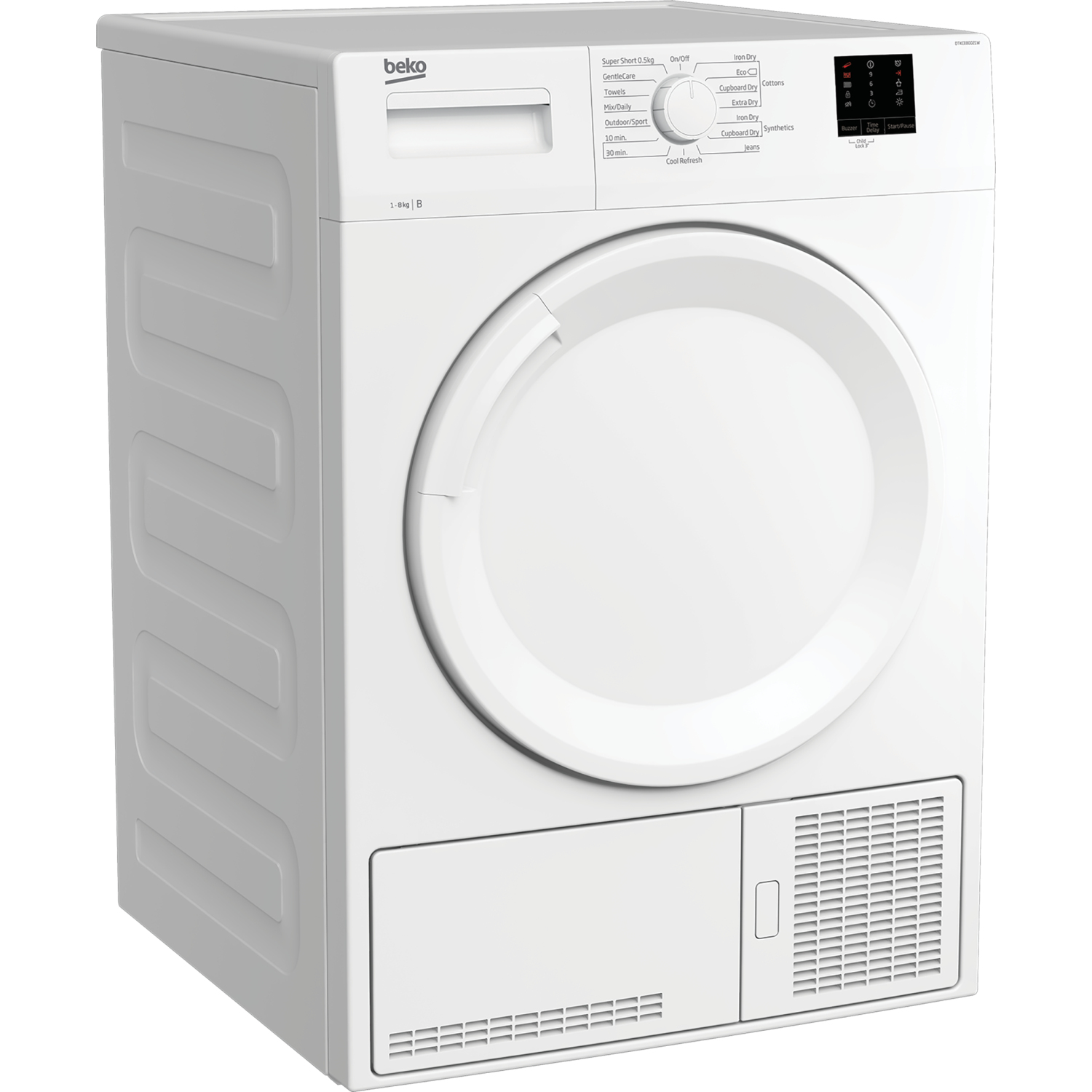 Beko DTKCE80021W 8kg Condenser Tumble Dryer with Sensor Programmes - White full image