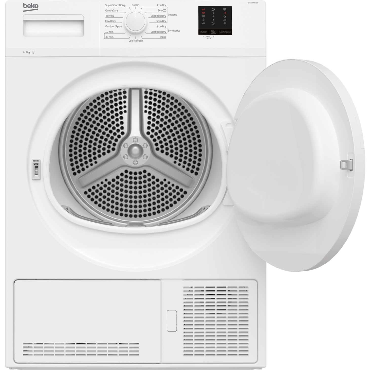 Beko DTKCE80021W 8kg Condenser Tumble Dryer with Sensor Programmes - White full image