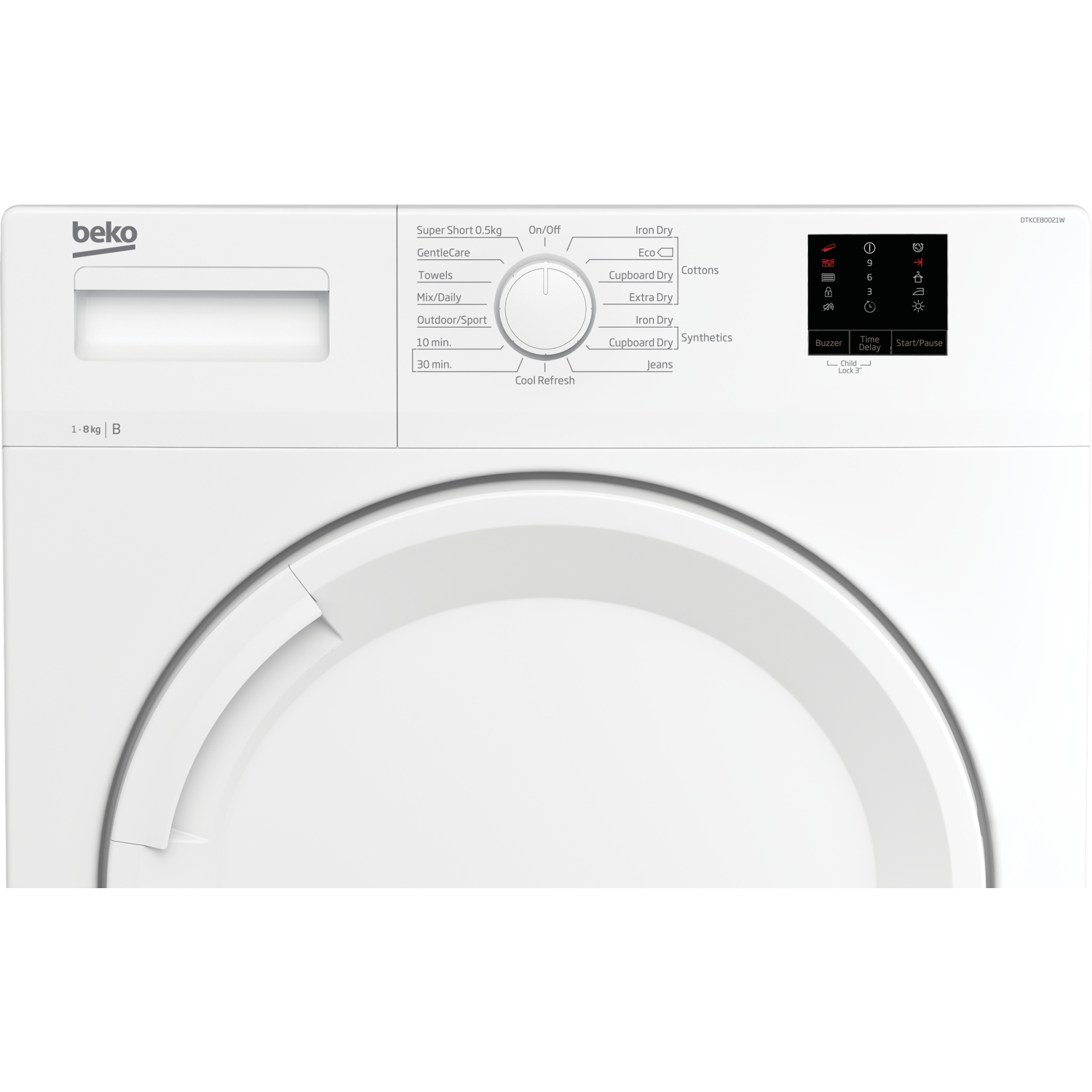 Beko DTKCE80021W 8kg Condenser Tumble Dryer with Sensor Programmes - White full image