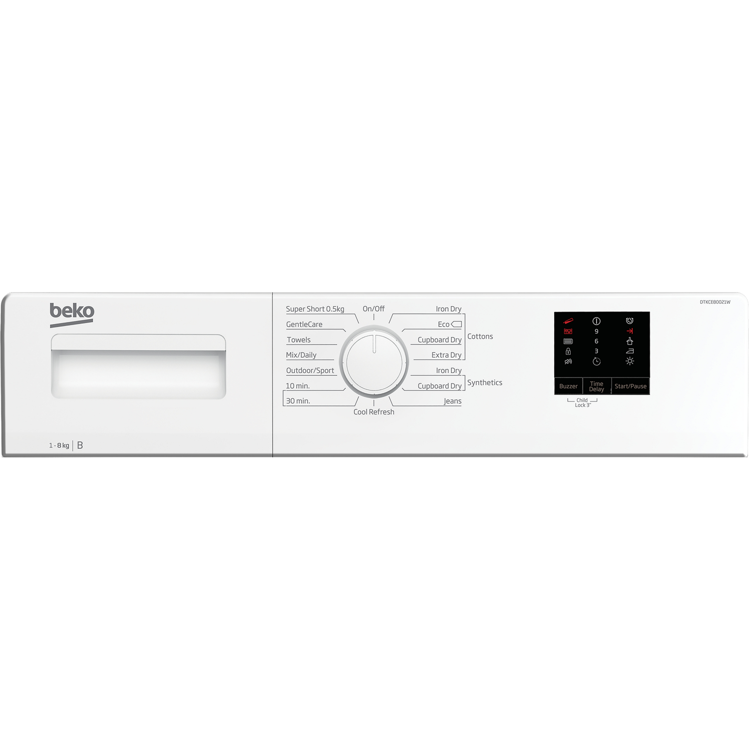 Beko DTKCE80021W 8kg Condenser Tumble Dryer with Sensor Programmes - White full image