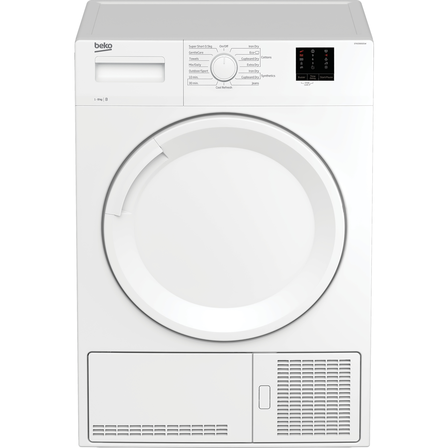 Beko DTKCE80021W 8kg Condenser Tumble Dryer with Sensor Programmes - White full image