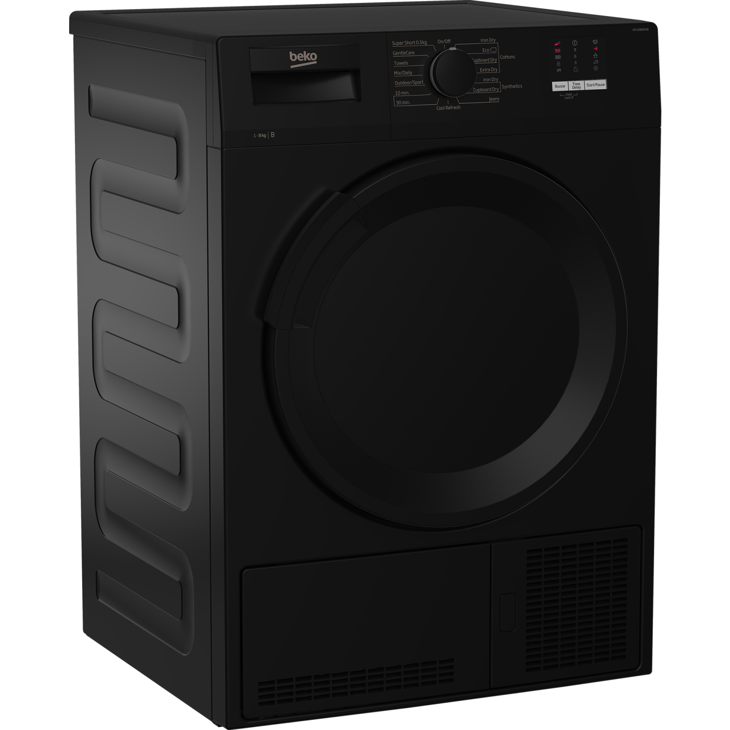 Beko DTLCE80051B 8kg Condenser Tumble Dryer with Sensor Programmes - Black full image