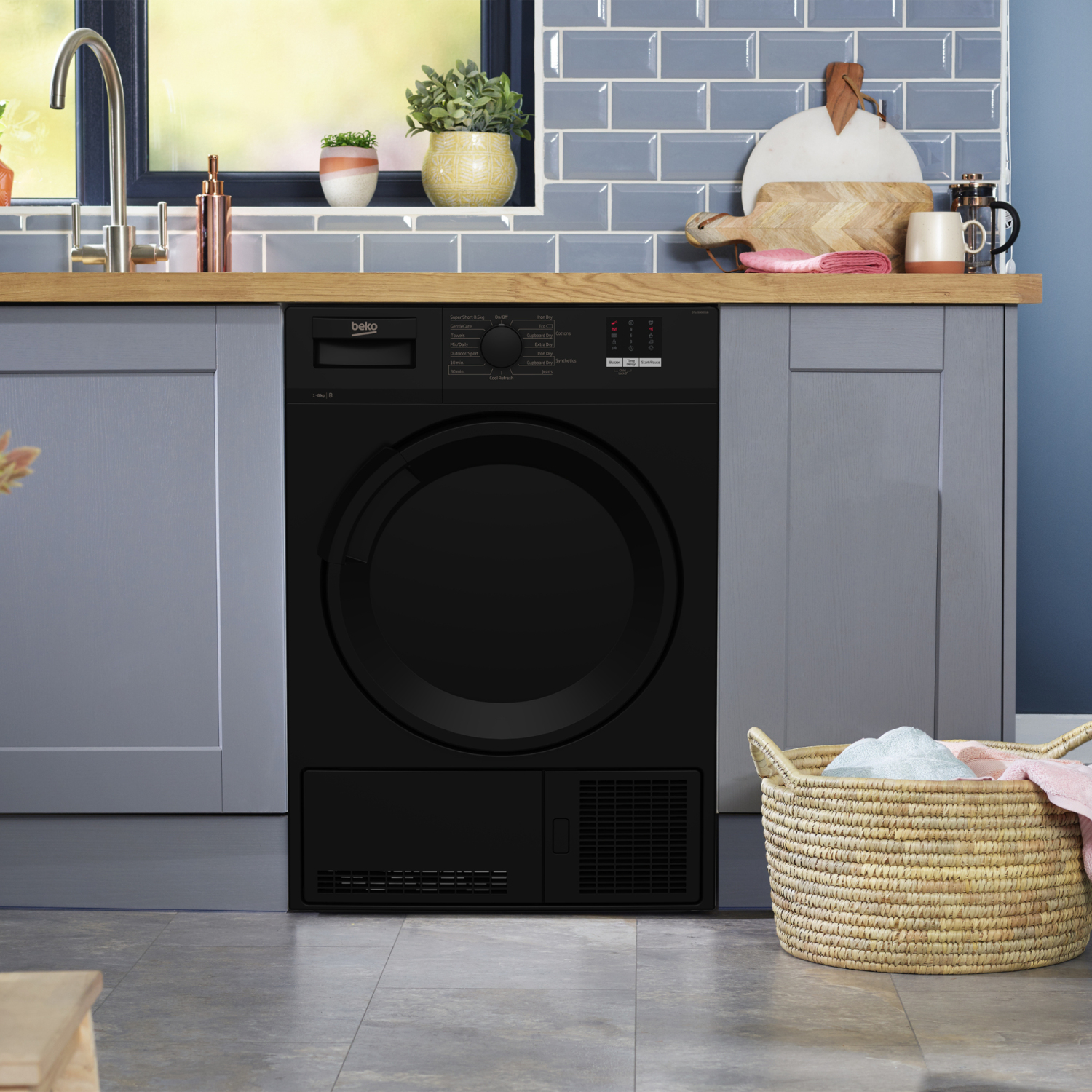 Beko DTLCE80051B 8kg Condenser Tumble Dryer with Sensor Programmes - Black full image